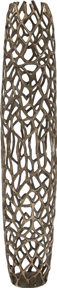 Howard Elliott Tall Round Aluminum Branch Vase with Brown Textured Finish: Howard Elliott Tall Round Aluminum Branch Vase with Brown Textured Finish This oversized floor vase features a round shape and a brown textured finish, crafted from durable aluminum. Designed as a bra