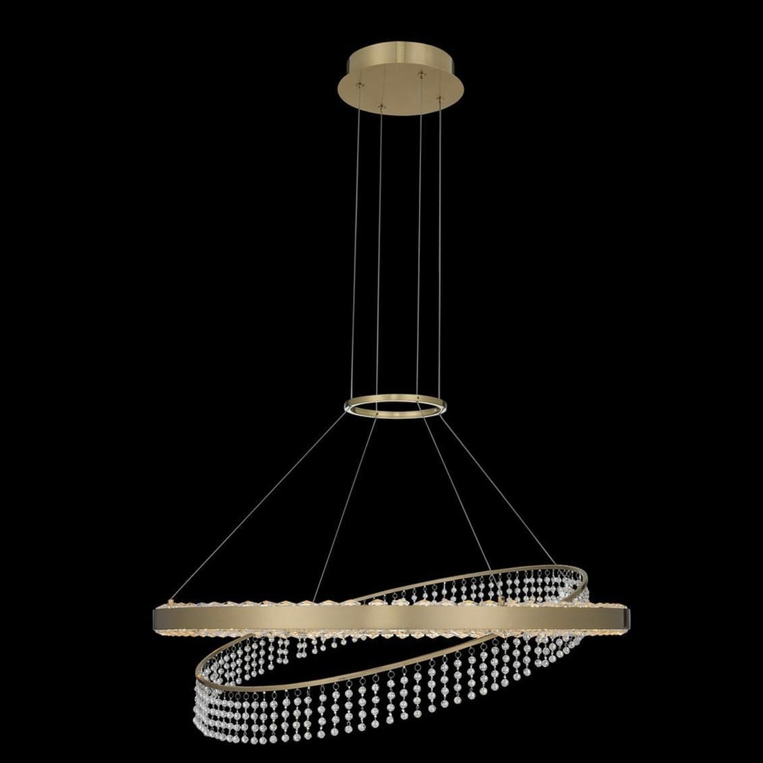 Kalco Saturno LED Pendant Brushed Brass Firenze Crystal 28 Inch (1 of 1)