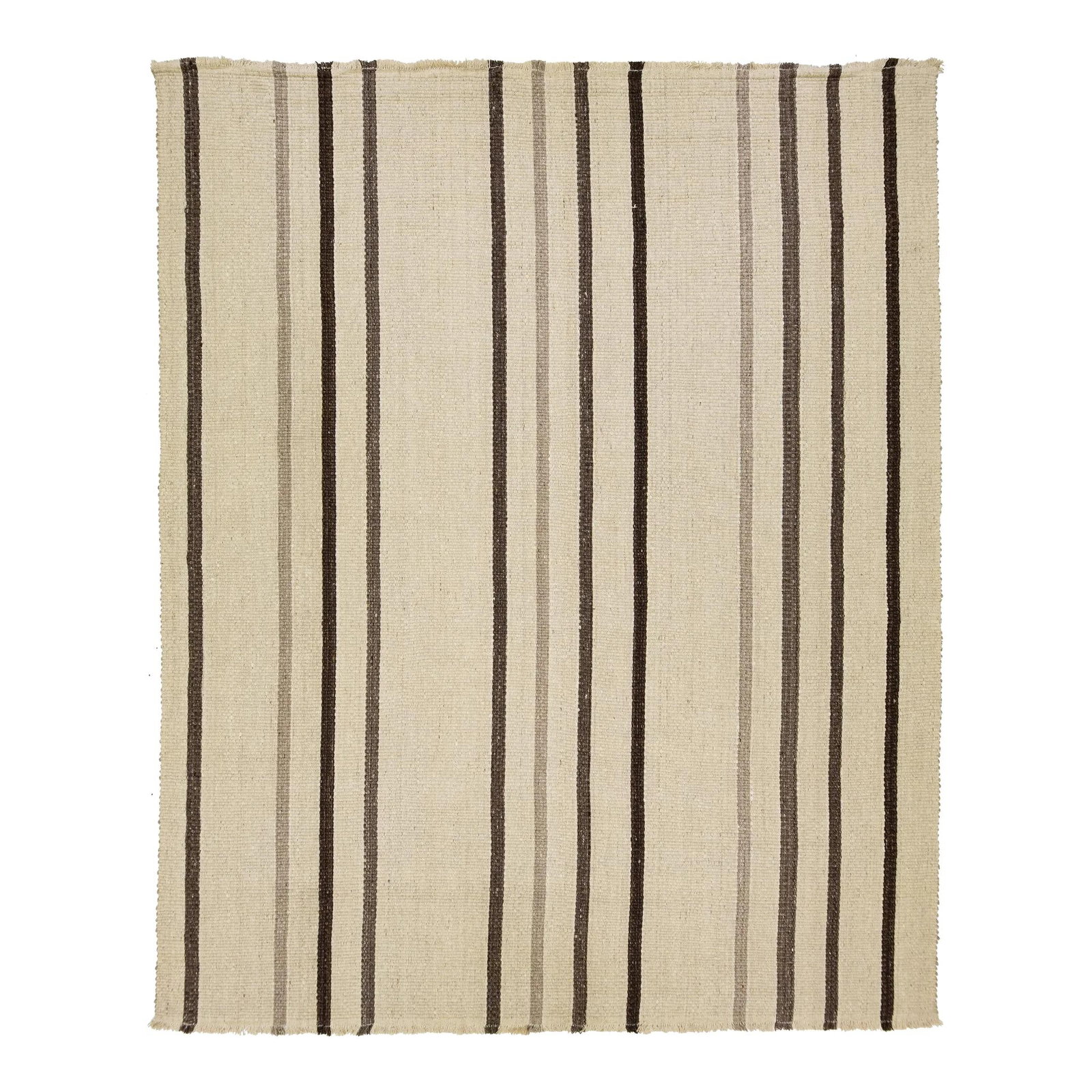 Beige Wool Kilim Flatweave Rug with Striped Design 12' x 15'2: Beige Wool Kilim Flatweave Rug with Striped Design 12' x 15'2 Enhance your space with this stunning Organic Modern Flatweave Beige Wool Rug, designed with a stylish striped pattern. Crafted from high-