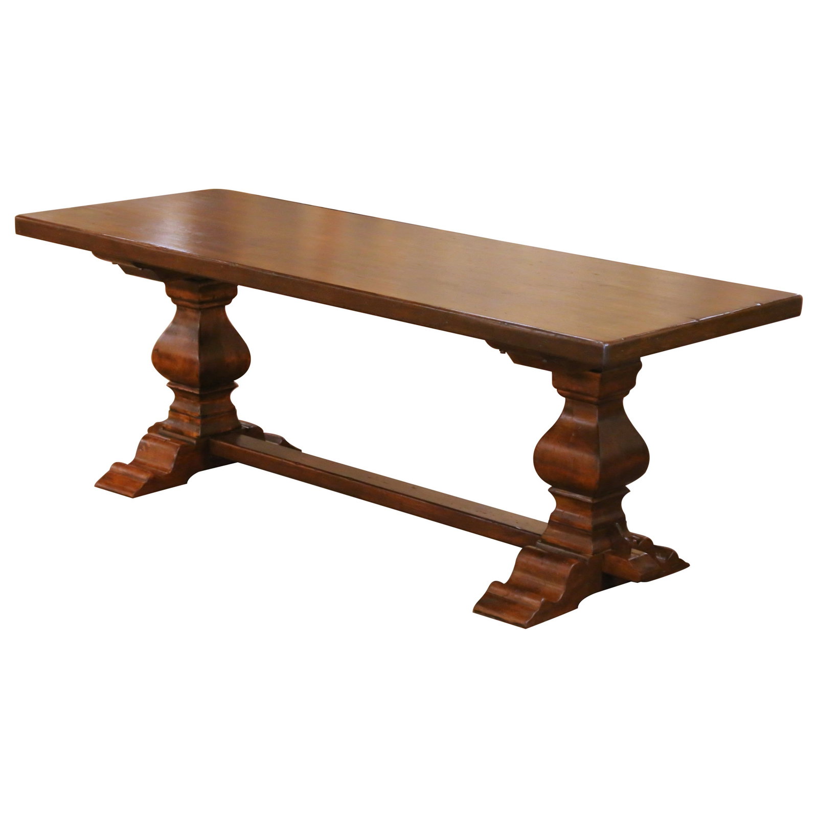 Louis XIII French Walnut Refectory Table With Montferrer Trestle Circa 1920: Louis XIII French Walnut Refectory Table With Montferrer Trestle Circa 1920 This early 20th century French walnut monastery refectory dining table exemplifies the robust style of traditional French fa