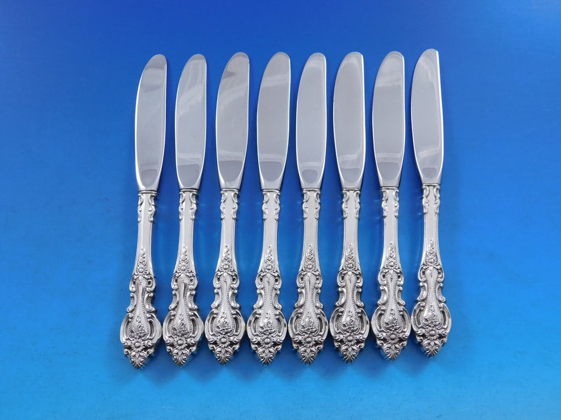 Wallace Grand Victorian Sterling Silver Butter Spreaders Set of 8 (1 of 4)