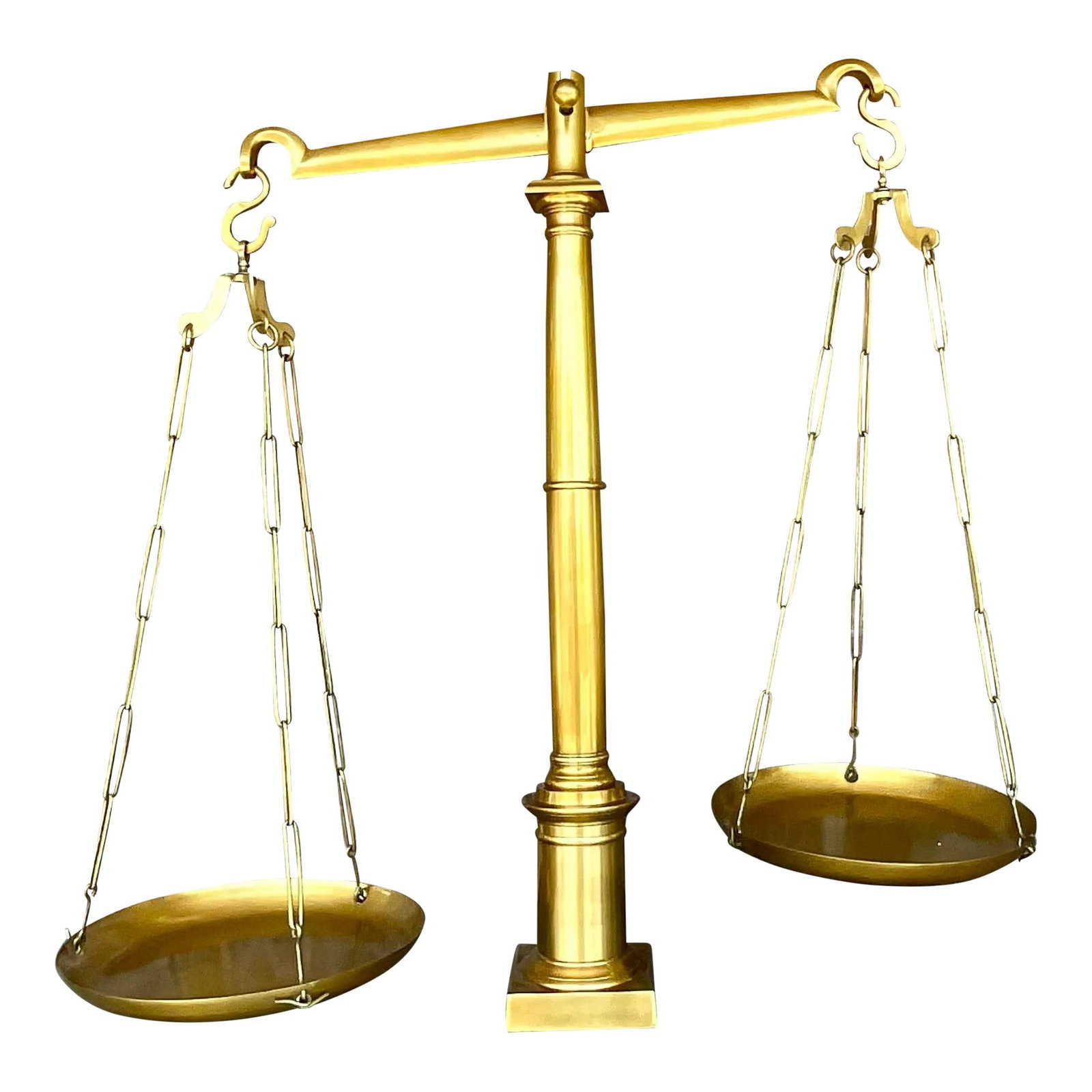 Vintage Boho Solid Brass Library Scales by Global Views: Vintage Boho Solid Brass Library Scales by Global Views Discover a stunning vintage Boho library scale, monumental in both size and presence. This exquisite piece, crafted by Global Views, is handmade