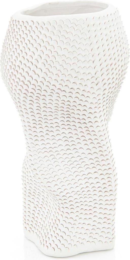 John-Richard Giardenia Matte White Hand-Carved Vase 18H (1 of 1)