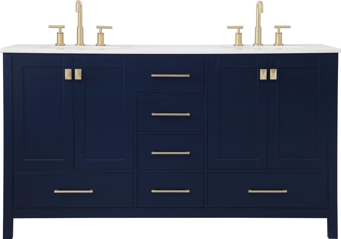 Elegant Lighting Blue Gold Double Vanity French Country Style: Elegant Lighting Blue Gold Double Vanity French Country Style This sophisticated antique-style double vanity showcases a charming blue and gold finish, perfect for adding elegance to your dressing are