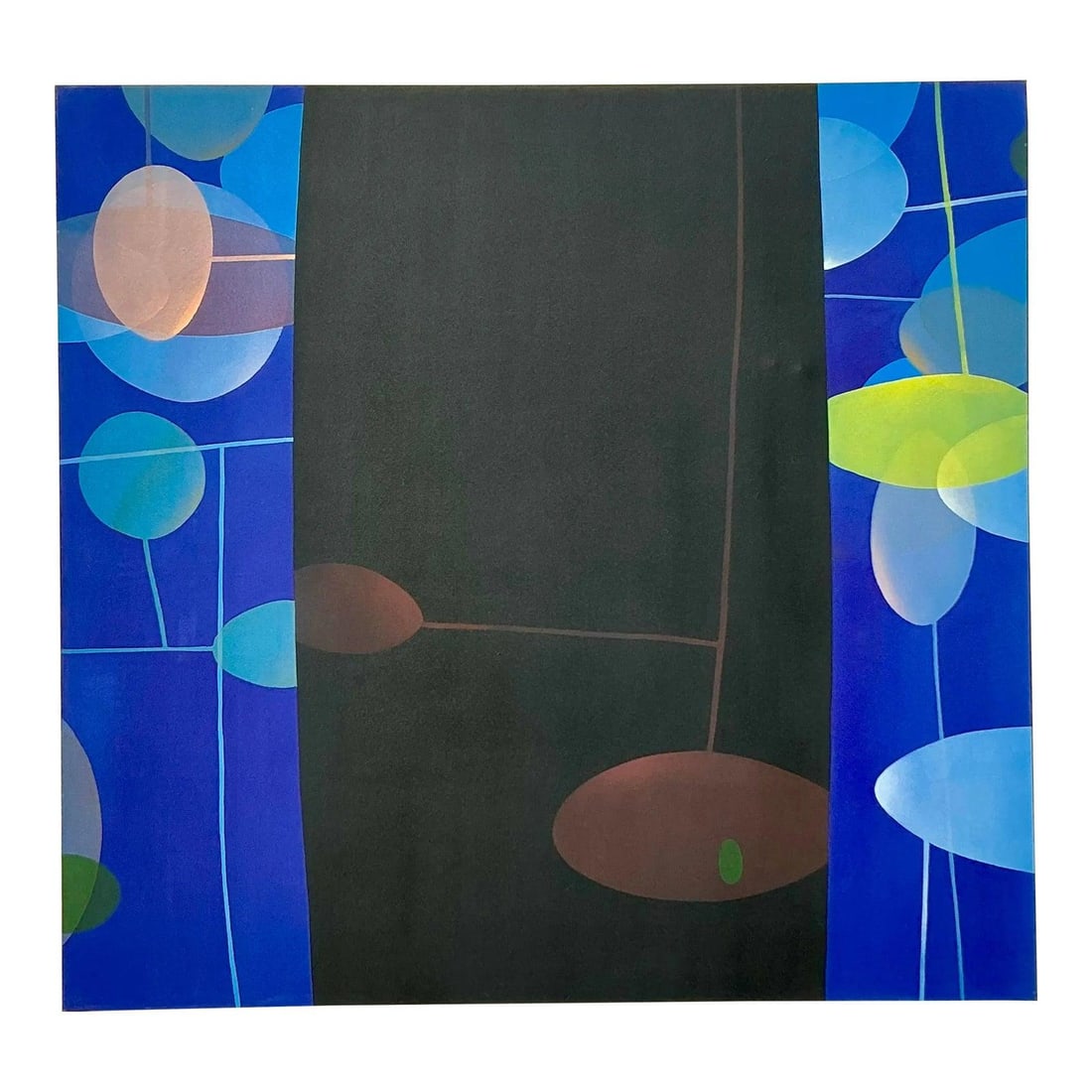 Vintage Boho Monumental Abstract Oil Painting 78 x 74 Blue Canvas (1 of 7)