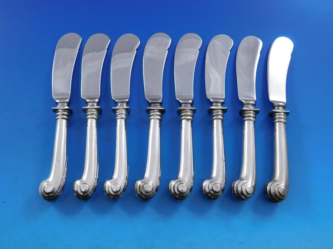 Tuttle Onslow Sterling Silver Butter Spreader Set of 8 5 7/8" (1 of 4)