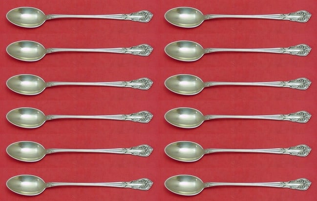Alvin Chateau Rose Sterling Silver Iced Tea Spoon Set 12 Pieces (1 of 3)
