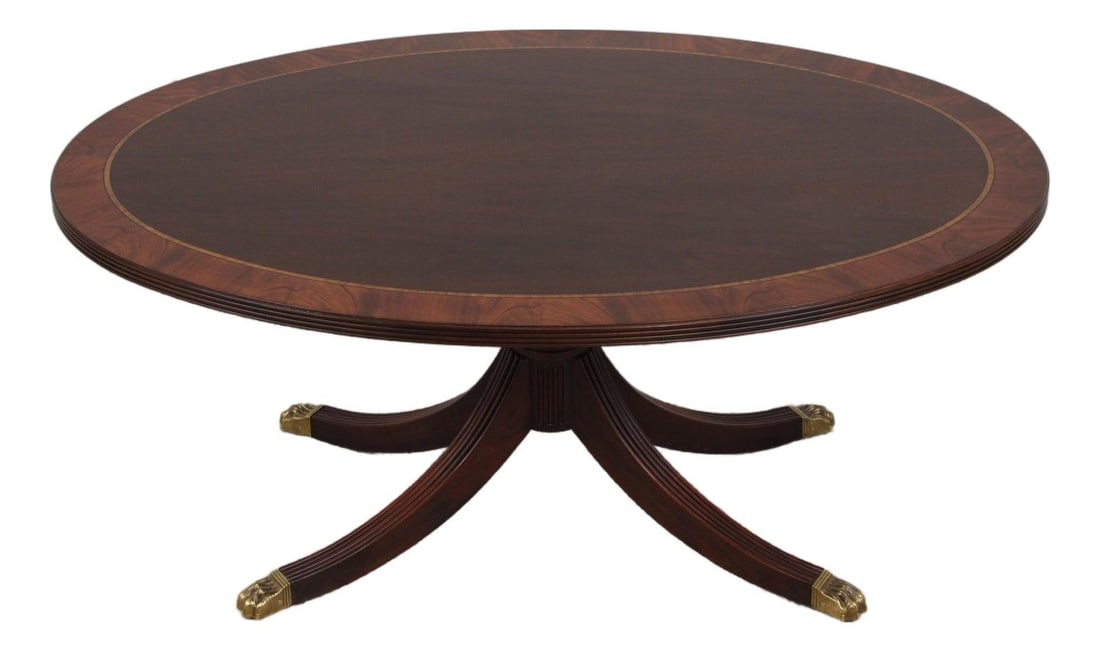 Mahogany Coffee Table With Inlay and Brass Paw Feet Duncan Phyfe Style (1 of 10)