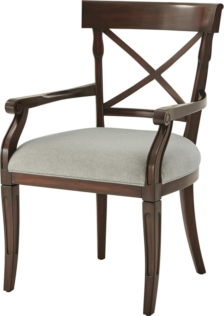 Theodore Alexander Brooksby Mahogany Armchair English Traditional Style: Theodore Alexander Brooksby Mahogany Armchair English Traditional Style Introducing the Elegant Brooksby Armchair, a stunning piece that embodies the charm of antique and vintage styles. Crafted from 