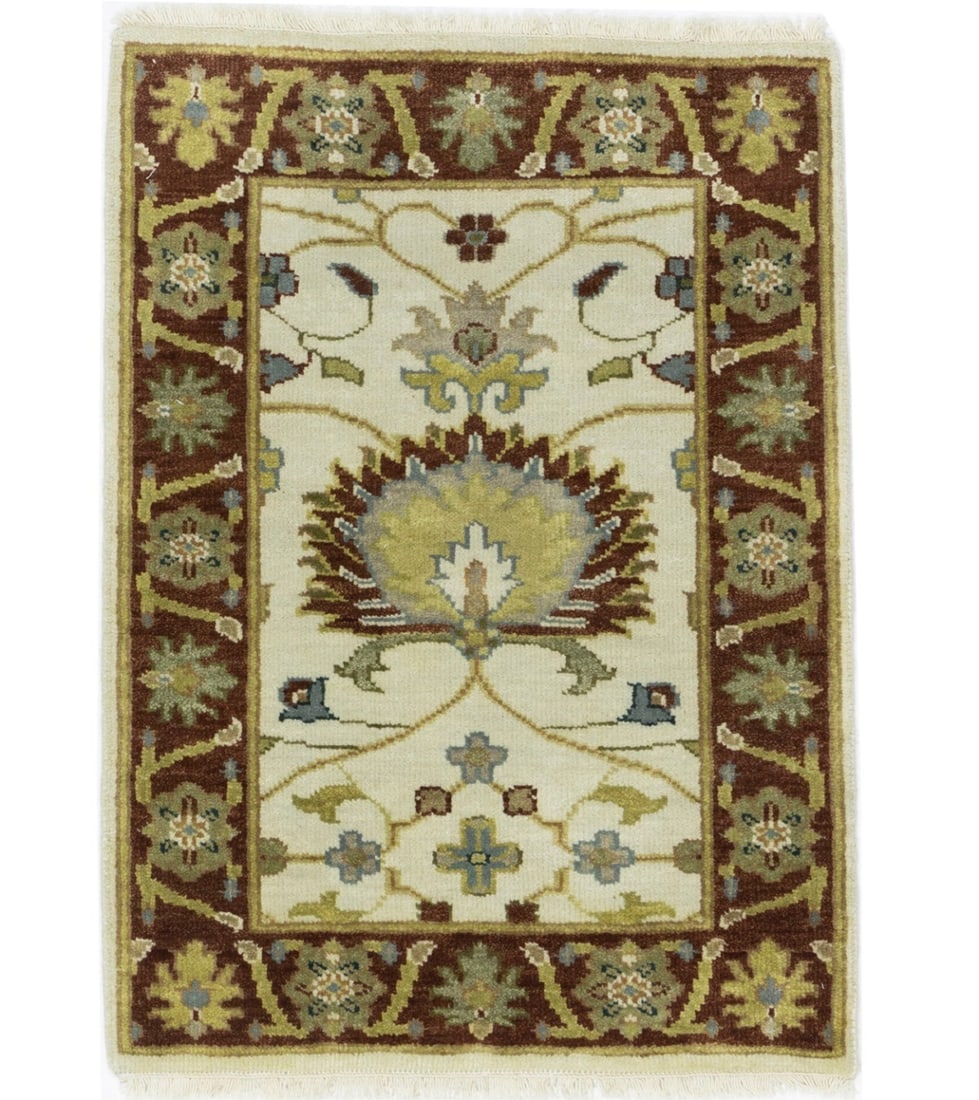 Hand-Knotted Cream Floral 2'2 x 3' Modern Peshawar Area Rug: Hand-Knotted Cream Floral 2'2 x 3' Modern Peshawar Area Rug Enhance your space with this exquisite Brand New Wool Cream Floral Osh Chobi 2X3 Peshawar Oriental Area Rug. Featuring a beautiful trellis p