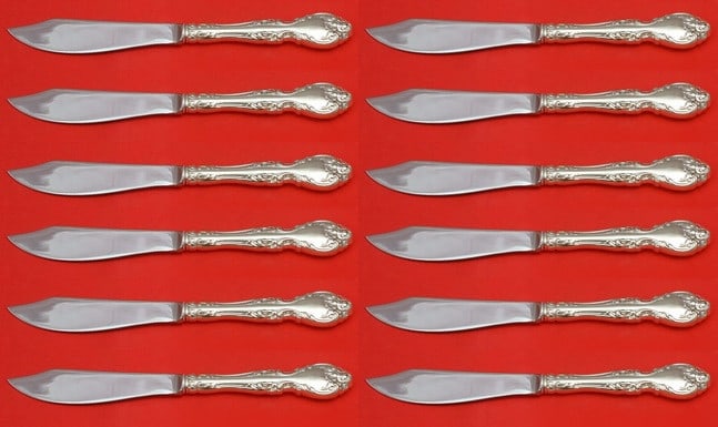 Gorham Melrose Sterling Silver Fish Knife Set 12 pcs 8 1/4" (1 of 1)