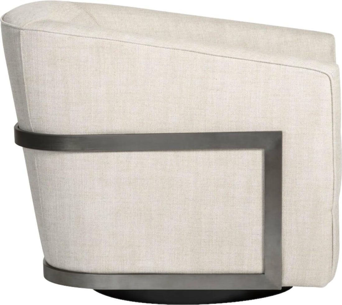 Blaine Swivel Chair by Alder Tweed Blackened Nickel Finish: Blaine Swivel Chair by Alder Tweed Blackened Nickel Finish Introducing the Blaine Chair, where comfort meets elegance. This occasional swivel chair features a sleek design with a high-density foam sea
