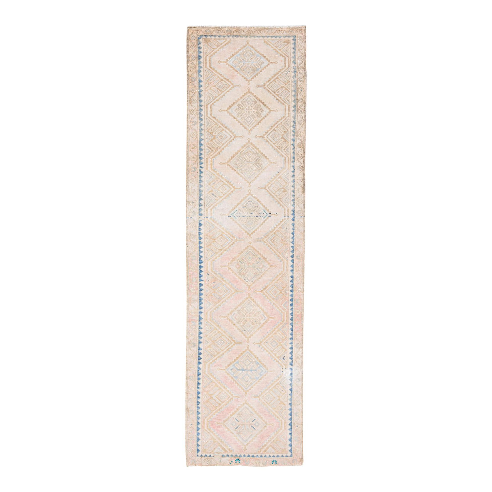 Vintage Persian Hamadan Beige Wool Runner 2'4" x 8'6" Handmade Tribal Design (1 of 8)