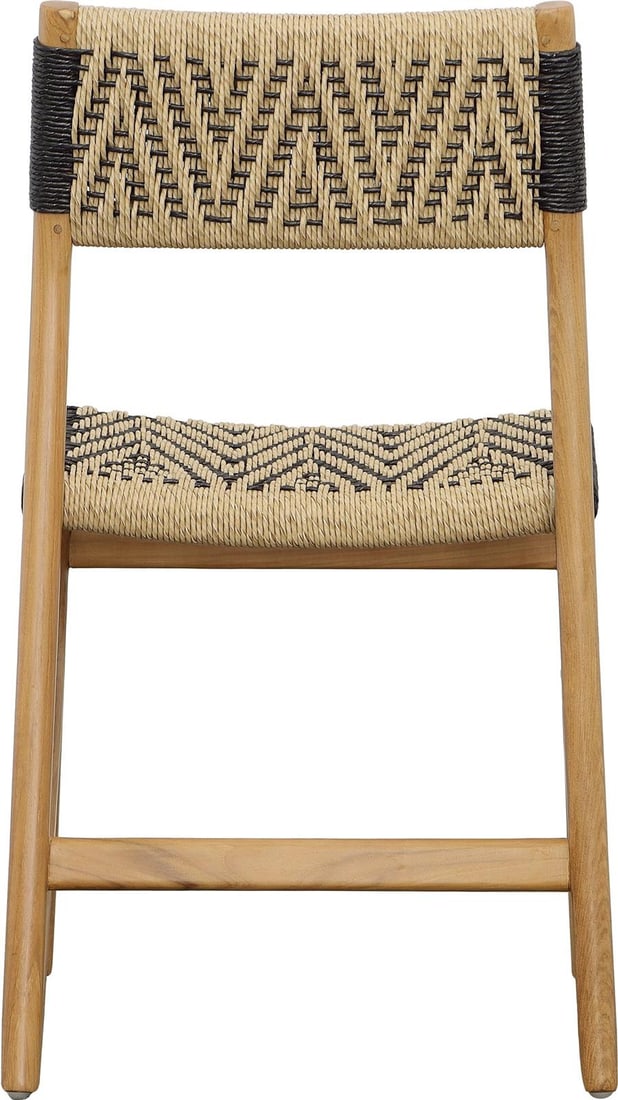 Lumen Outdoor Dining Chair Synthetic Wicker Teak Wood Natural Black (1 of 6)