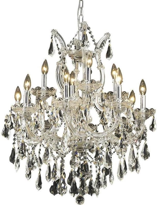 Elegant Maria Theresa 13-Light Bowl Chandelier Chrome Crystal Rococo Style: Elegant Maria Theresa 13-Light Bowl Chandelier Chrome Crystal Rococo Style Illuminate your space with the exquisite Maria Theresa Crystal Chandelier, designed in the elegant Rococo style. This stunnin