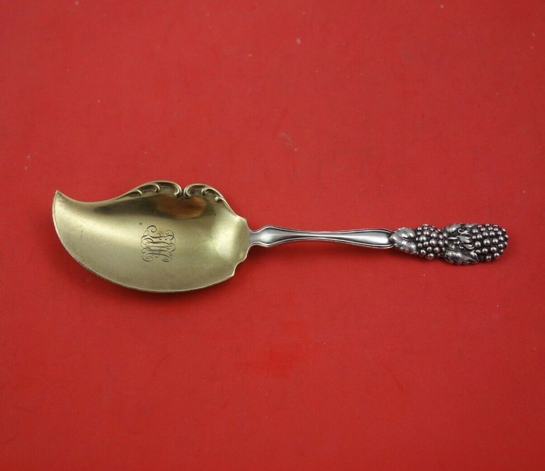 Tiffany & Co Blackberry Sterling Silver Jelly Server Gold Washed 6 7/8" (1 of 3)