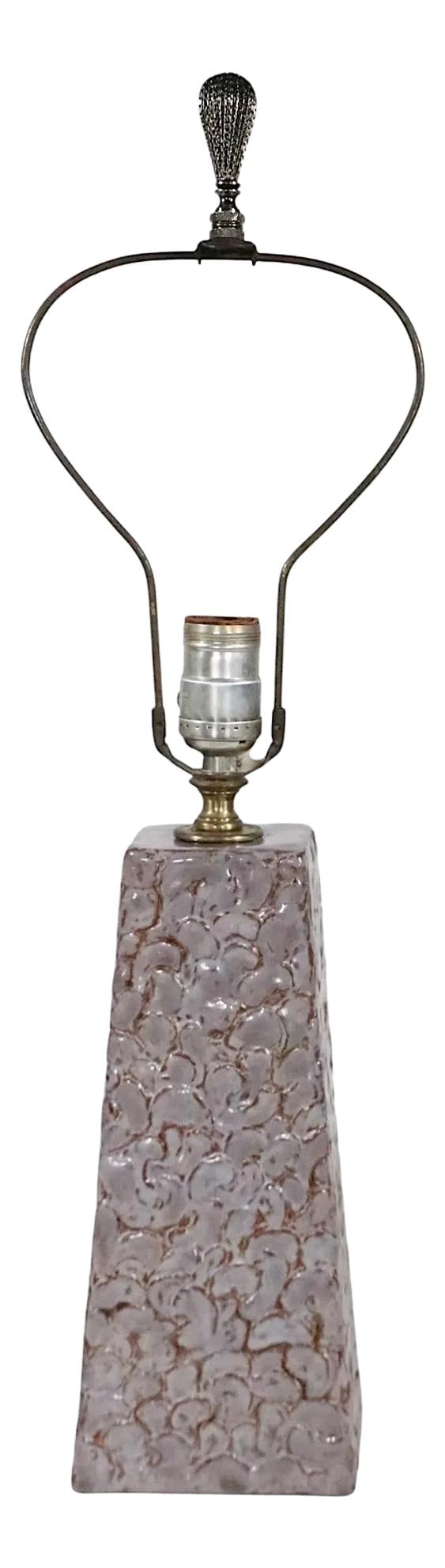 Mid Century Gray Pottery Table Lamp Studio Made Vintage 23" (1 of 9)