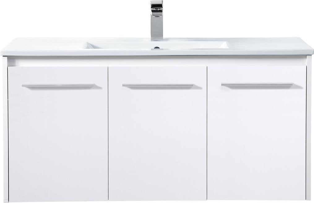 Elegant Lighting 40 Inch Modern Floating Bathroom Vanity Brushed Nickel: Elegant Lighting 40 Inch Modern Floating Bathroom Vanity Brushed Nickel This elegant 40" floating bathroom vanity combines modern design with transitional style, making it a perfect addition to any