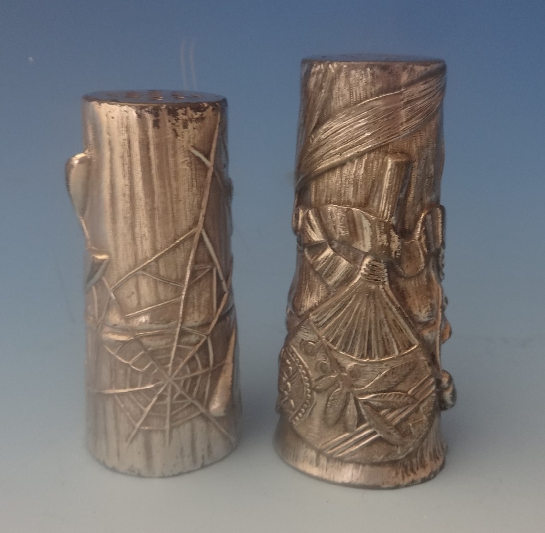 Pairpoint 1880s Silverplate Salt & Pepper Shakers 2pc Japanesque Design (1 of 6)