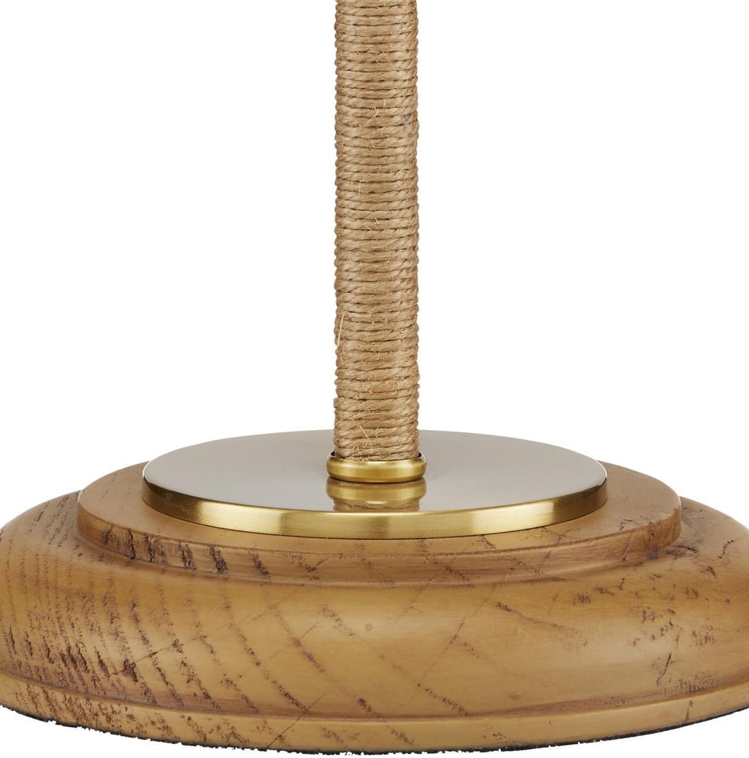 Currey Sirocco Desk Lamp Brass with Jute and Linen Shades: Currey Sirocco Desk Lamp Brass with Jute and Linen Shades Illuminate your space with the elegant Sirocco Desk Lamp, featuring a blend of jute and linen shades that create a warm, inviting ambiance. Th