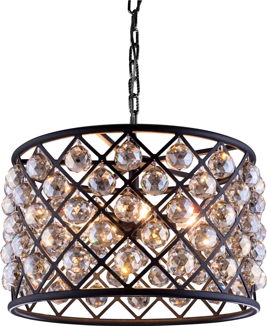 Elegant Lighting Madison Pendant Lamp Royal-Cut Crystal 6 Bulbs Mocha Brown (1 of 1)