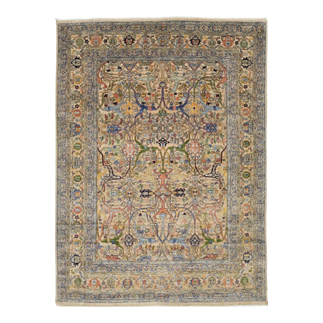 9' x 12'3" Wool Modern Bidjar Rug With Floral and Vine Design: 9' x 12'3" Wool Modern Bidjar Rug With Floral and Vine Design This hand-knotted Modern Bidjar-style rug combines traditional Persian artistry with contemporary design elements. Crafted from 100% premi