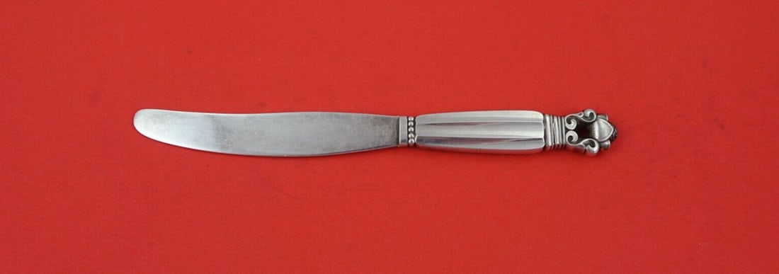 Georg Jensen Acorn Sterling Silver Fruit Knife Child 6 3/8": Georg Jensen Acorn Sterling Silver Fruit Knife Child 6 3/8" This exquisite fruit knife, part of the Acorn pattern by Georg Jensen, showcases the elegance of sterling silver craftsmanship. Measuring 6 