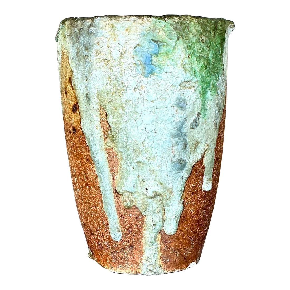 Vintage Boho Studio Pottery Vase Earthy Glaze 13 Inch Tall: Vintage Boho Studio Pottery Vase Earthy Glaze 13 Inch Tall Introducing a stunning Vintage Boho Original Studio Pottery Vase, an exquisite example of artisanal craftsmanship. This unique vessel feature