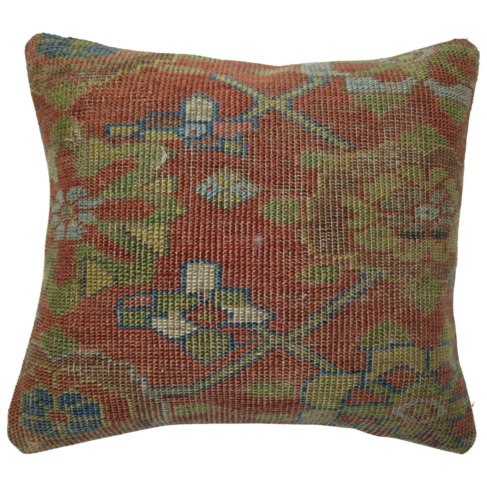 Persian Malayer Rug Pillow Cushion 14 x 16 in Cotton Wool: Persian Malayer Rug Pillow Cushion 14 x 16 in Cotton Wool This unique pillow cushion is crafted from an early 20th century Persian Malayer rug, offering a distinctive country style. The cushion featur