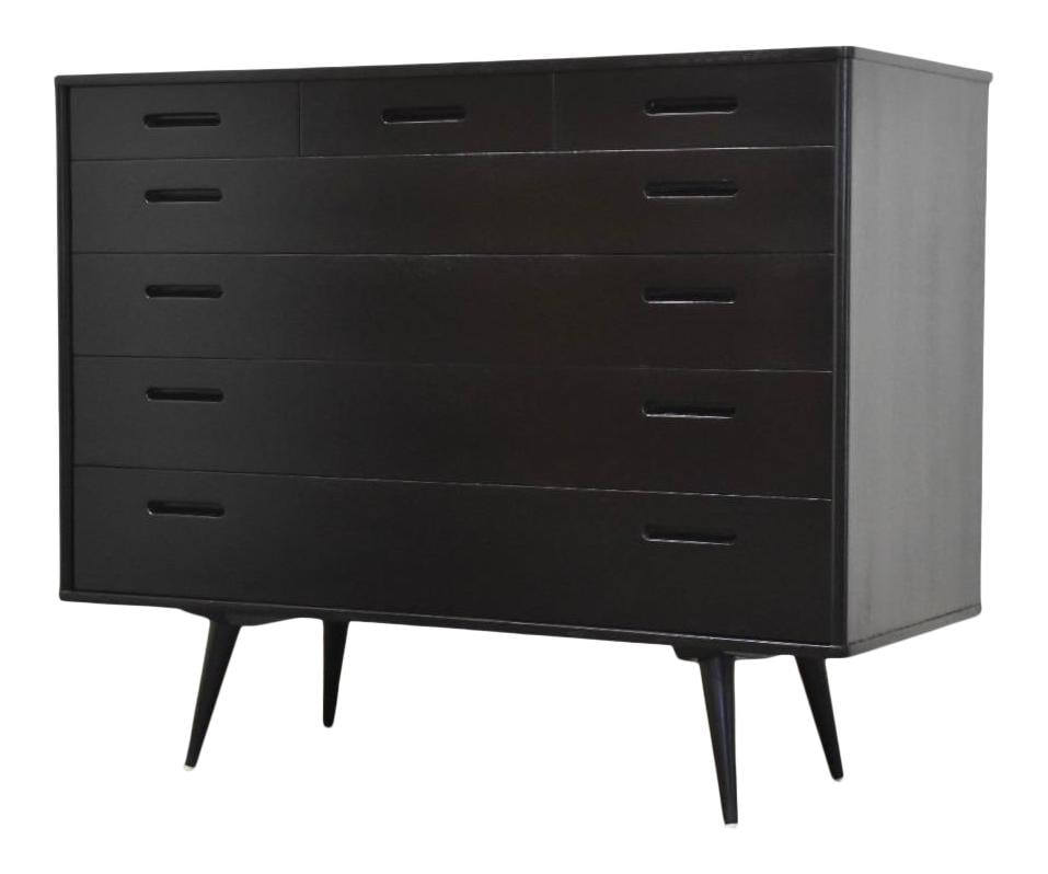 Edward Wormley Dunbar Ebonized Black Seven Drawer Dresser: Edward Wormley Dunbar Ebonized Black Seven Drawer Dresser This elegant mid-century modern dresser features a sleek ebonized black finish, designed by Edward Wormley for Dunbar. With seven spacious dra
