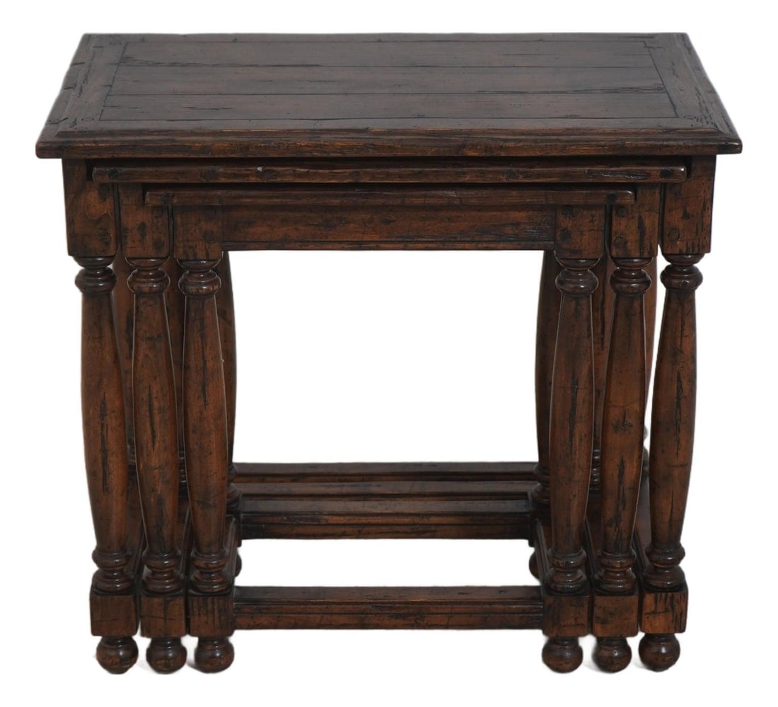 Jacobean Style Oak Nesting Tables with Distressed Finish (1 of 10)