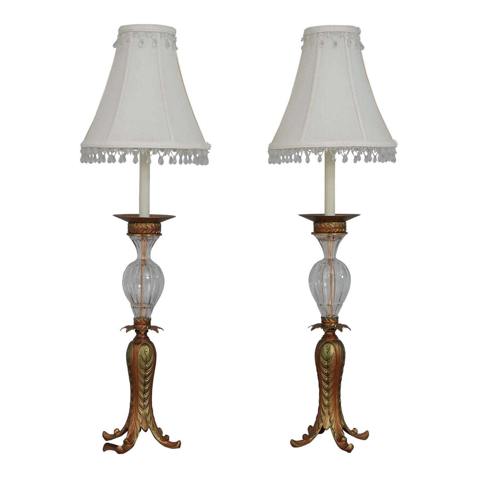 Elegant Pair of Tyndale Crystal Table Lamps with Beaded Shades (1 of 10)