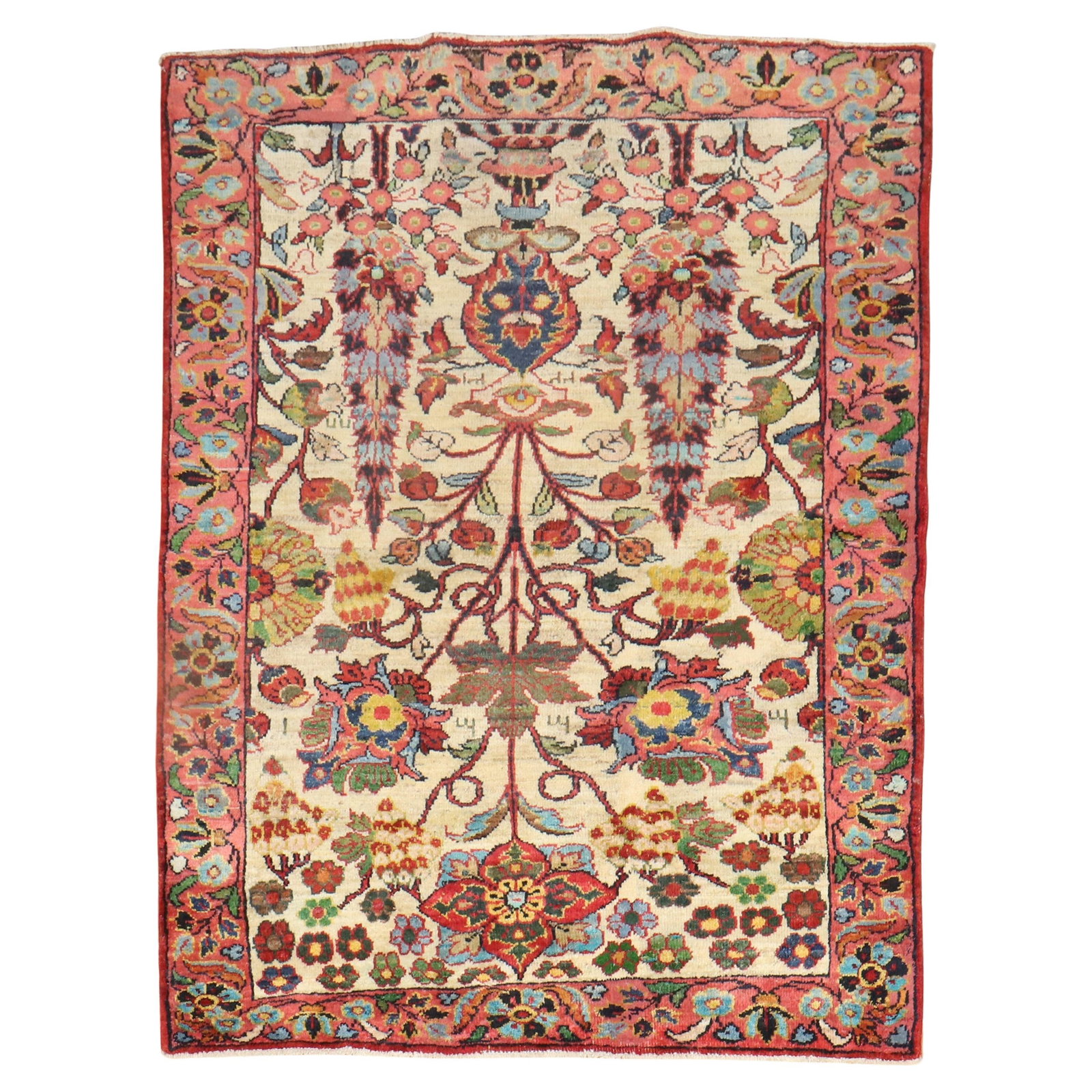 Vintage Turkish Agra Carpet Hand-Knotted Wool 50x69 Inches: Vintage Turkish Agra Carpet Hand-Knotted Wool 50x69 Inches Discover the charm of this mid-20th century Turkish Anatolian rug, beautifully hand-knotted from high-quality wool. Featuring a vibrant, jewe