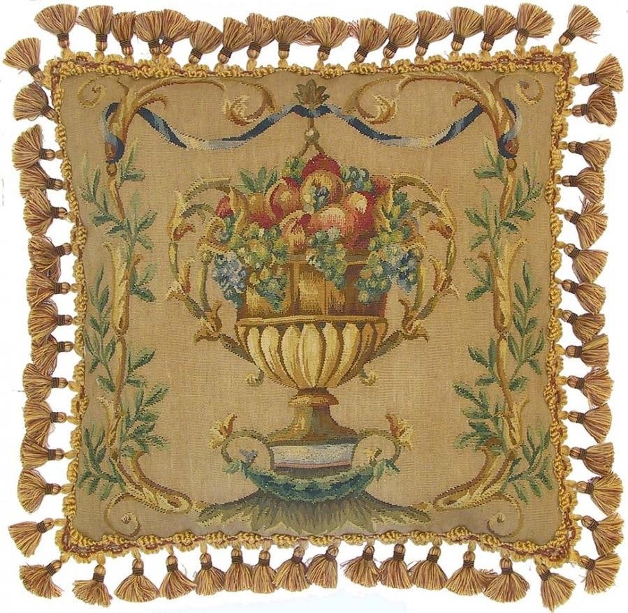 Provence Home Aubusson Velvet Pillow Beige Gold 22x22 (1 of 1)