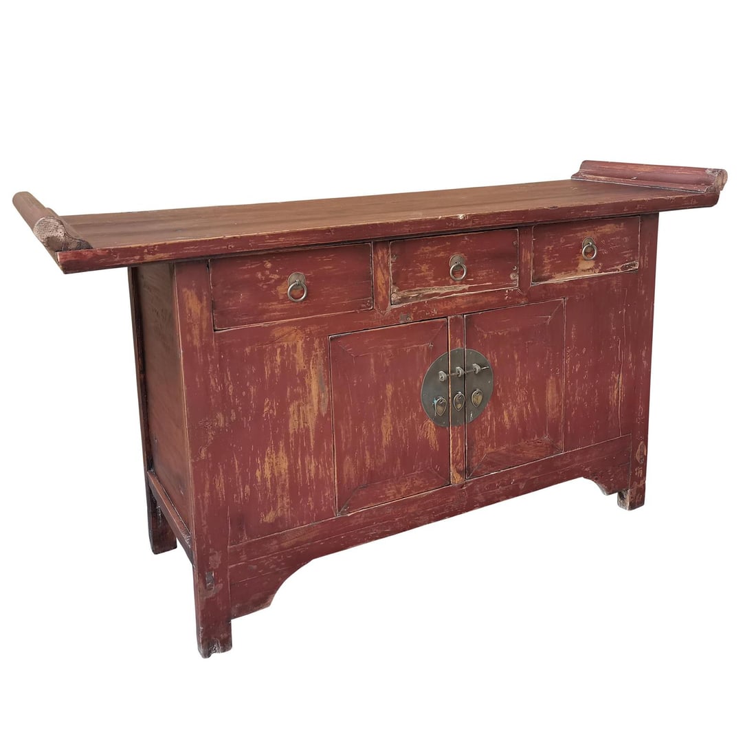 Chinese Style Sideboard in Reclaimed Elm: Chinese Style Sideboard in Reclaimed Elm This elegant antique-style Chinese sideboard is crafted from reclaimed elm, providing a unique blend of history and contemporary design. With its original fini
