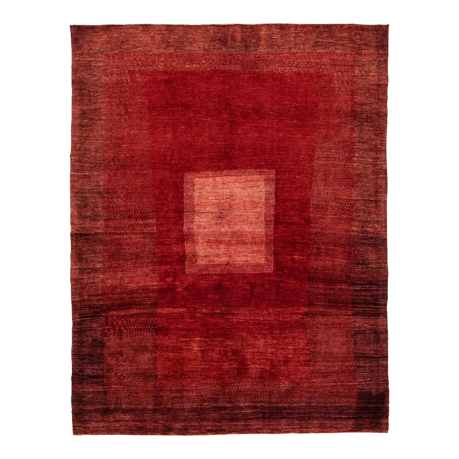 Handmade Red Wool Gabbeh Geometric Rug 4'11 x 6'4: Handmade Red Wool Gabbeh Geometric Rug 4'11 x 6'4 Elevate your space with this stunning Red Modern Persian Gabbeh Handmade Geometric Wool Rug. Crafted with care, this hand-woven rug features a vibrant