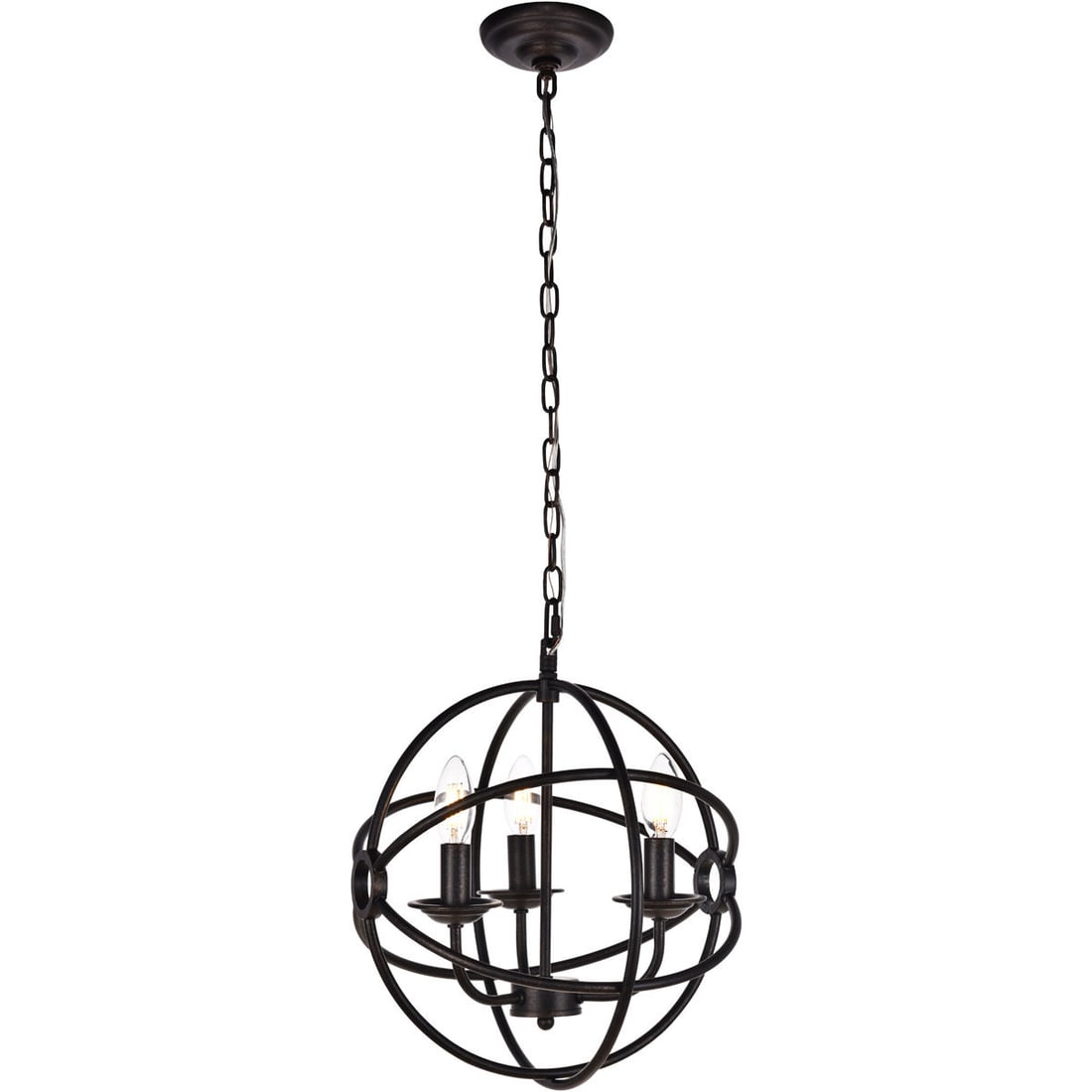 Living District Octavia 3 Light Dark Brown Pendant Chandelier: Living District Octavia 3 Light Dark Brown Pendant Chandelier This pendant chandelier features a dark brown metal frame in the style of wrought iron, designed to add a modern touch to living rooms, di