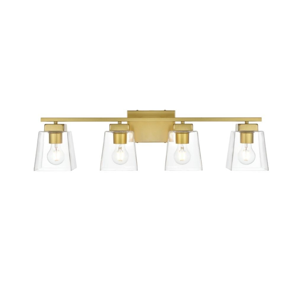 4-Light Brass Glass Wall Sconce Merrick 31.8 inch (1 of 7)