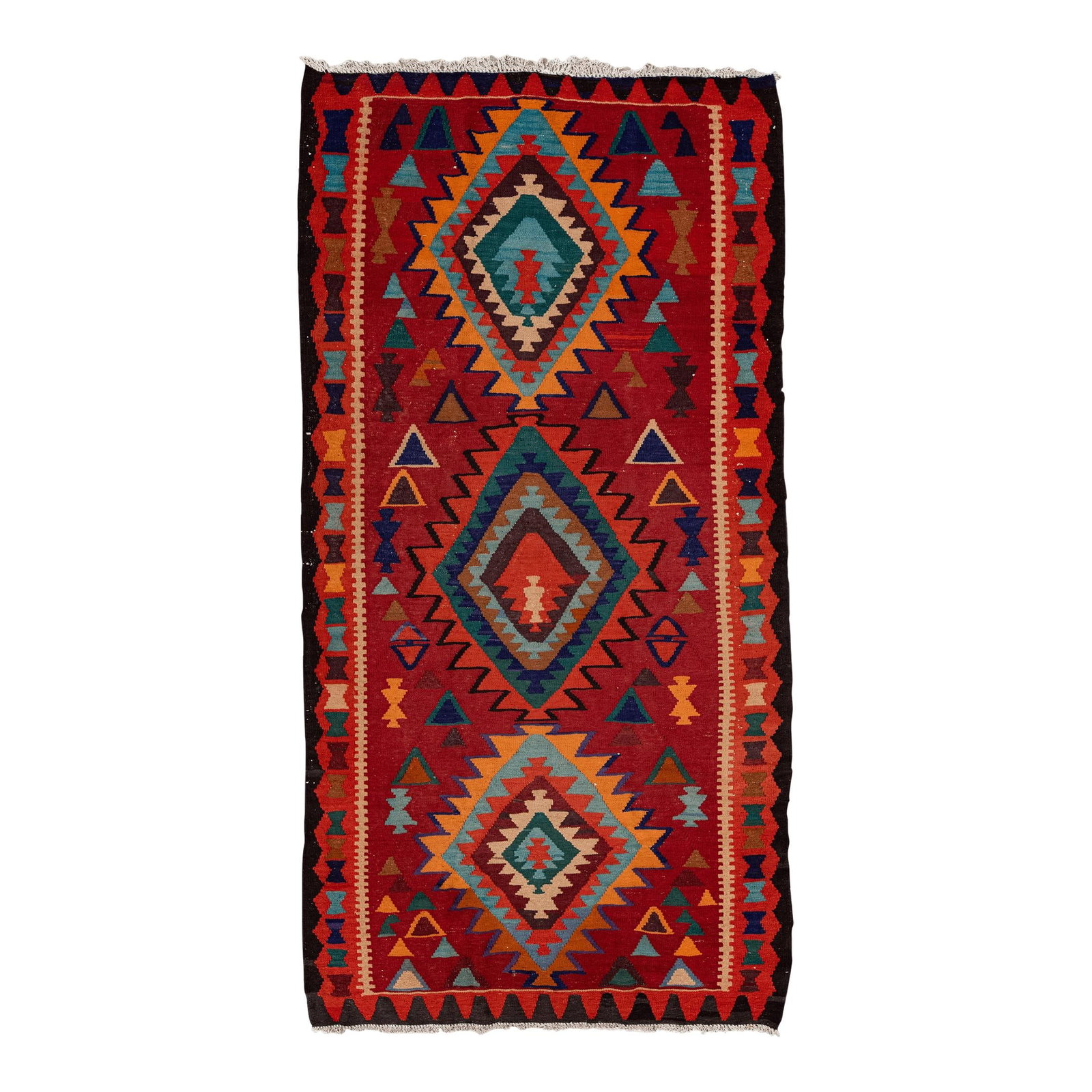 Vintage Kilim Handmade Wool Runner Red Geometric Design 5'3 X 10'11 (1 of 10)