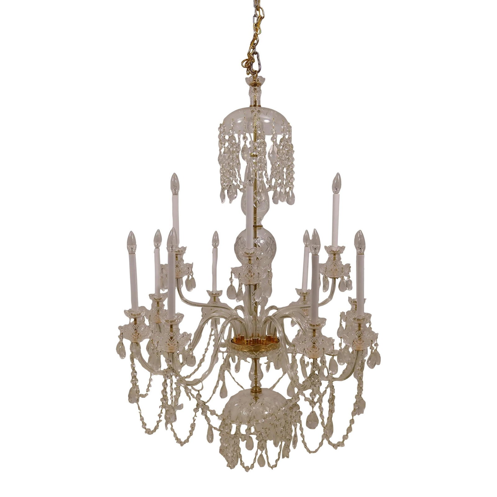 Impressive 12 Arm Crystal Chandelier Gold Finish Used in House of Cards: Impressive 12 Arm Crystal Chandelier Gold Finish Used in House of Cards This stunning large palatial chandelier features 12 elegantly designed arms, making it a magnificent centerpiece for any grand f