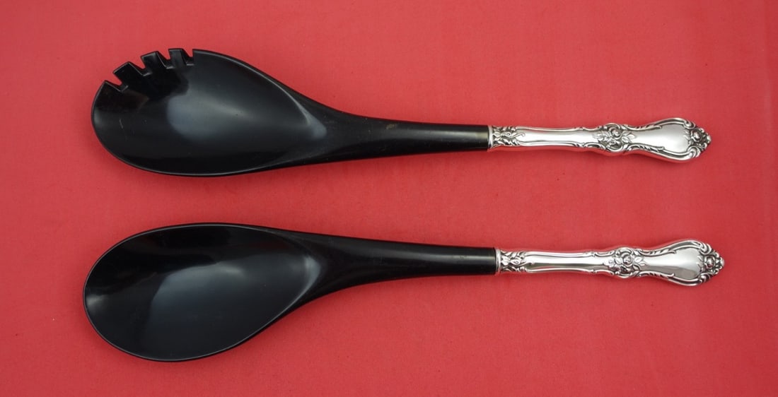 Wallace Royal Rose Sterling Silver Salad Serving Set with Nylon Handles 12 Inch (1 of 2)