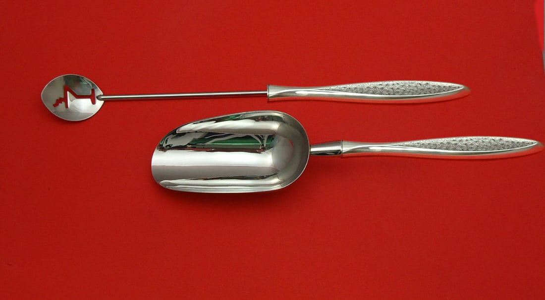 International Snowflake Sterling Silver 2pc Bar Set Martini Spoon Ice Scoop (1 of 1)