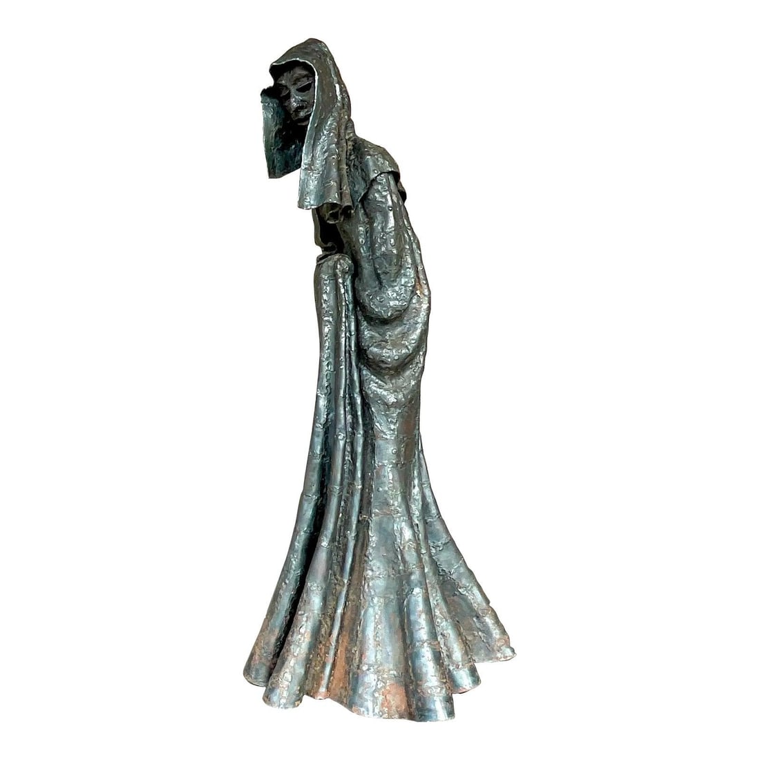 Patinated Steel Sculpture Depicting Draped Female Figure in Boho Style (1 of 10)