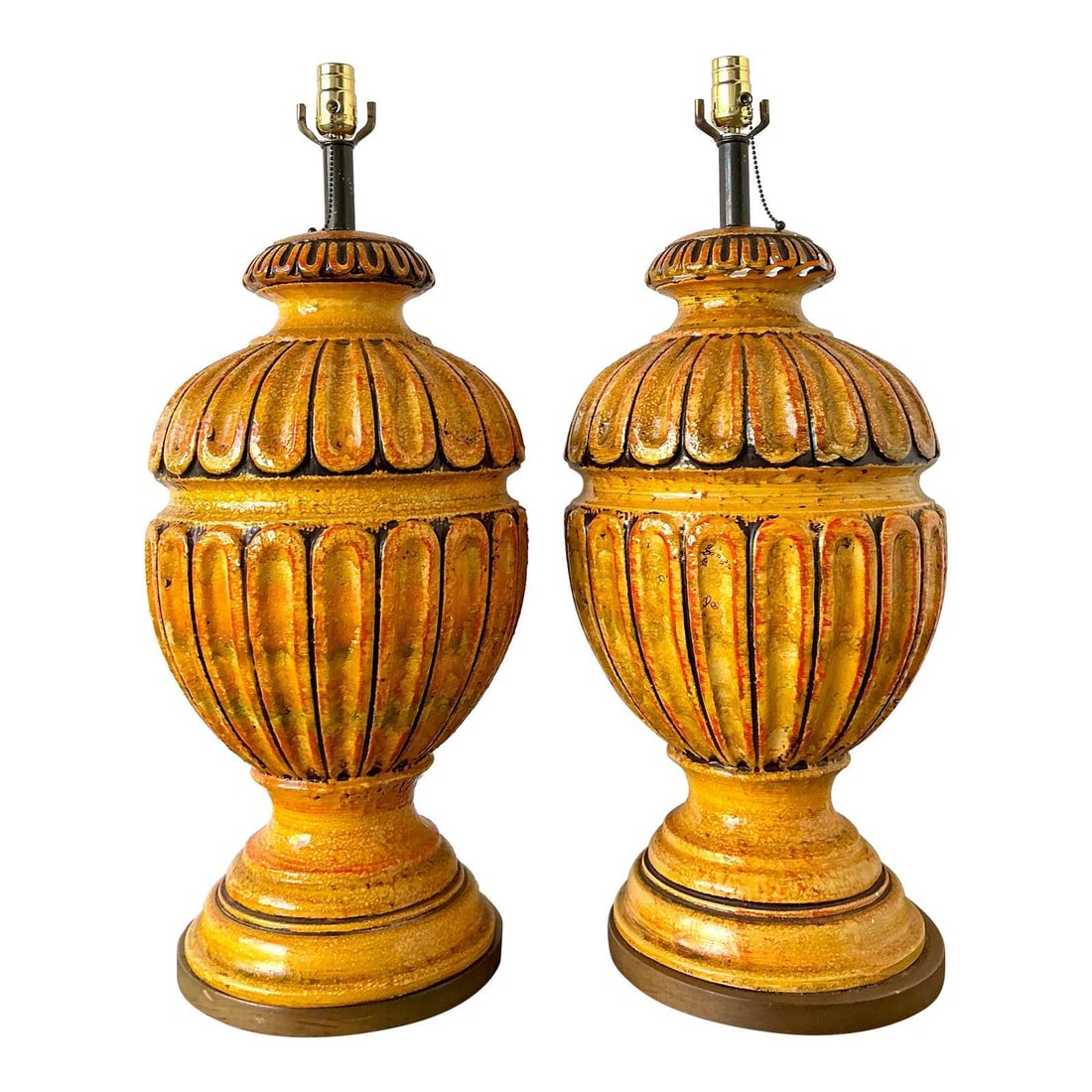 Pair of Mid Century Ceramic Table Lamps Brass (1 of 10)
