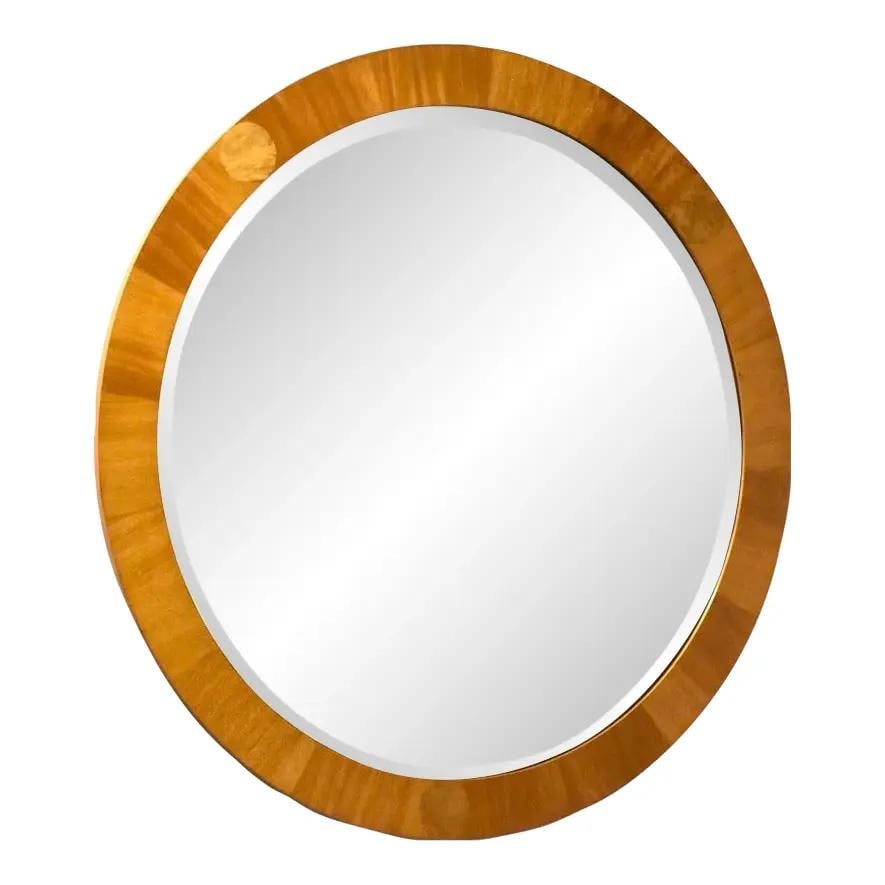 Baker Furniture 1980s Round Beveled Mirror 40 Inch Brown (1 of 5)