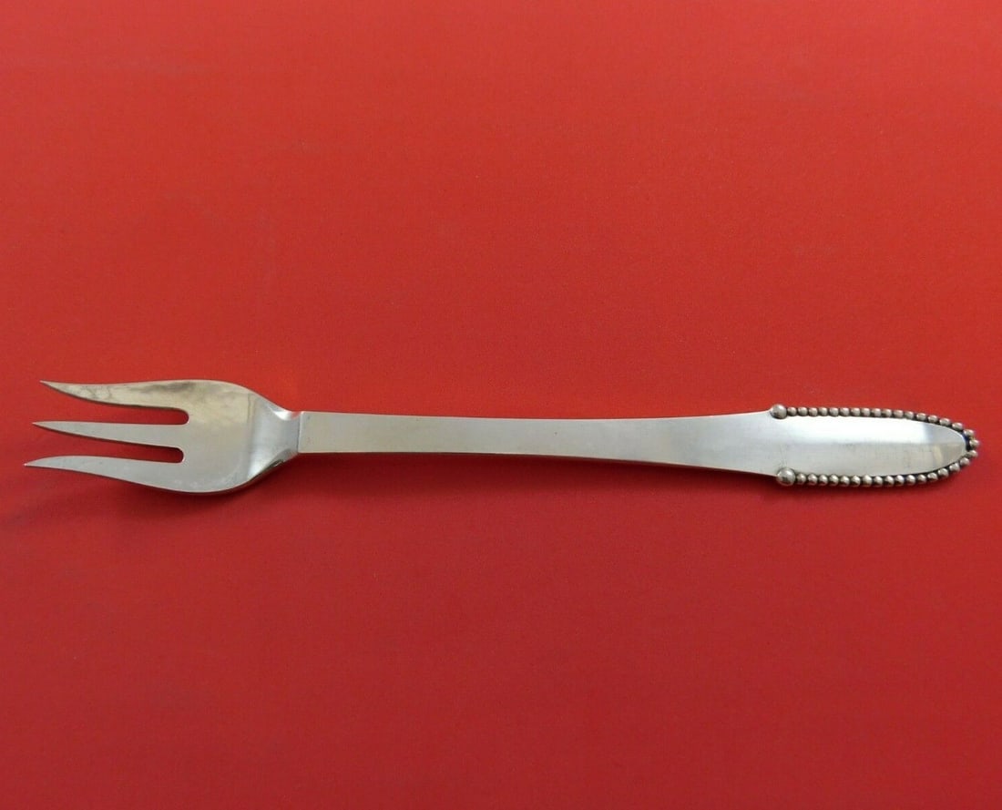 Georg Jensen Beaded Sterling Silver Cocktail Fork 6 Inch Heirloom (1 of 2)