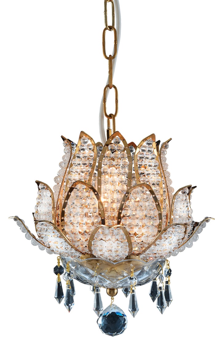 Elegant 3-Light Asfour Crystal Chandelier 24K Gold Finish (1 of 2)