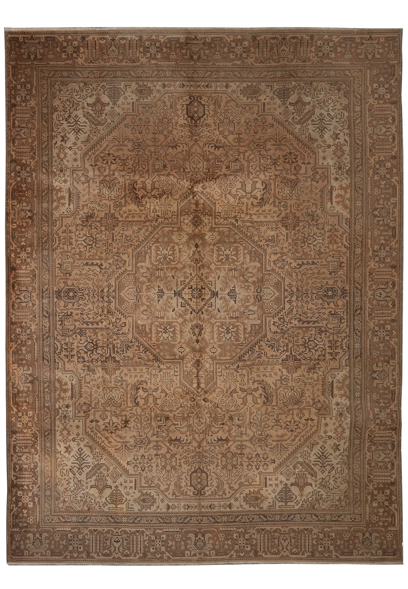 9 x 12 Persian Heriz Rug 1970s Hand Knotted Wool Brown Medallion: 9 x 12 Persian Heriz Rug 1970s Hand Knotted Wool Brown Medallion Free continental US Shipping This Old Persian Heriz rug from the 1970s is a hand-knotted piece crafted from robust wool, exemplifying c