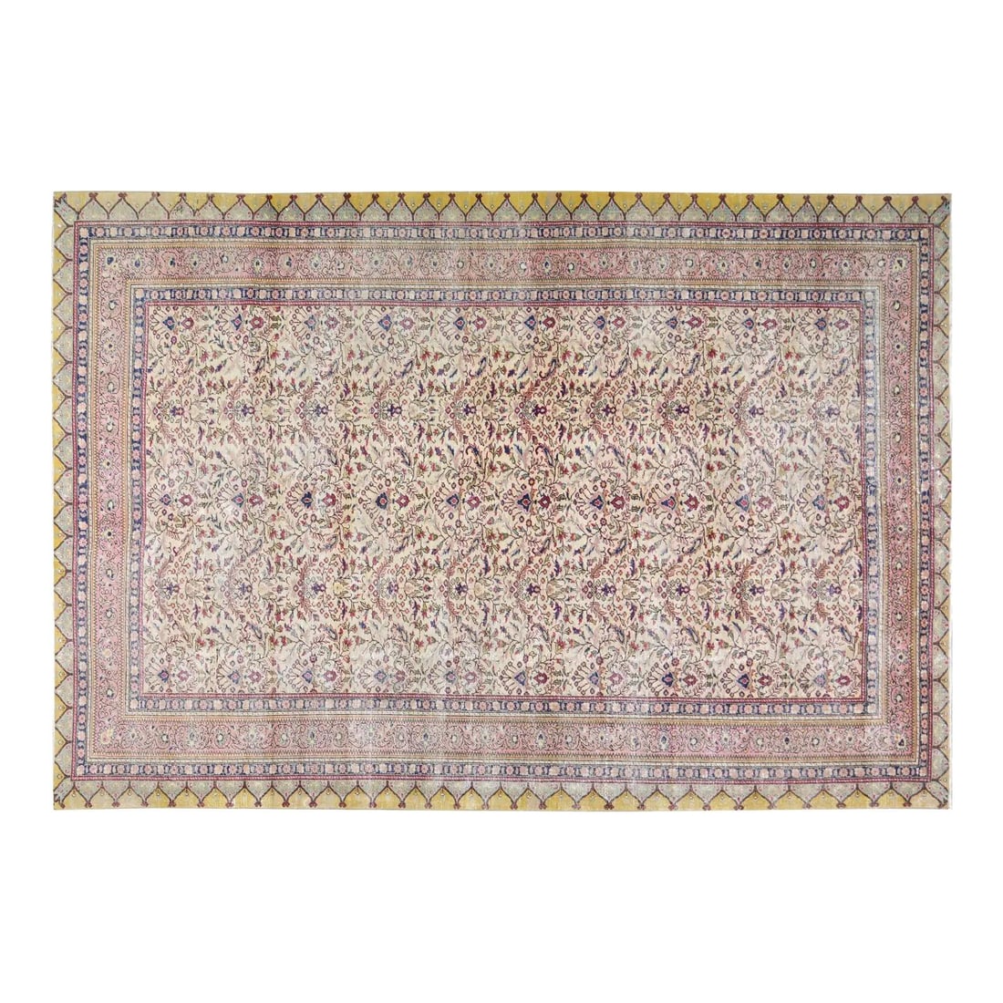 Hand Knotted Wool Anatolian Area Rug 7'4" x 11' Vintage Turkish: Hand Knotted Wool Anatolian Area Rug 7'4" x 11' Vintage Turkish This vintage Turkish Anatolian rug is hand-knotted from wool using traditional techniques, combining timeless craftsmanship with a moder