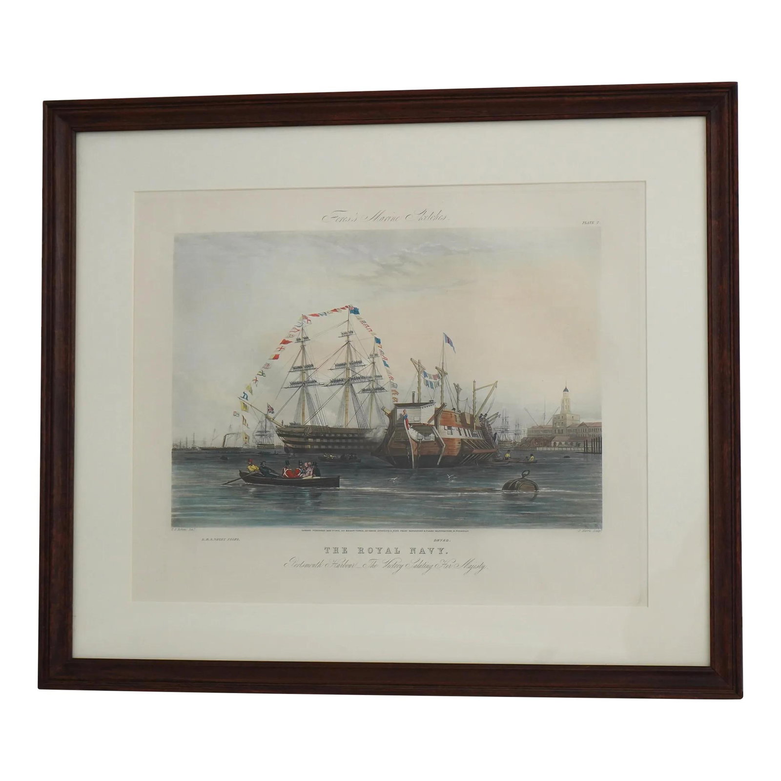 Vintage Engraving The Royal Navy by J Harris Framed 100 Years Old (1 of 10)